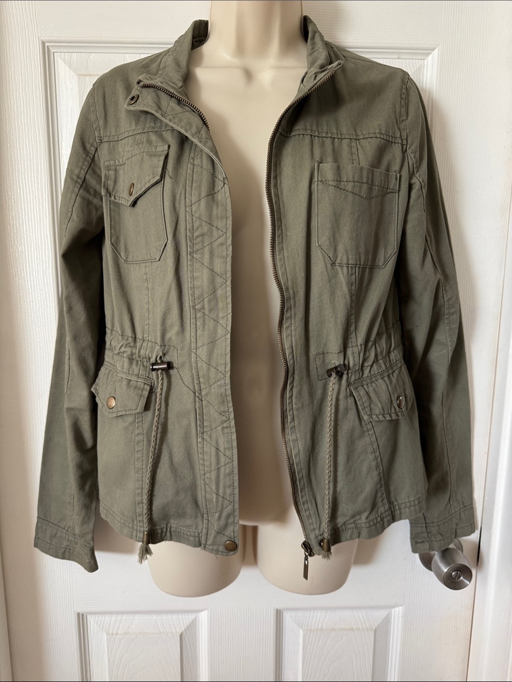New Look Olive Green Utility Jacket with Drawstring Waist